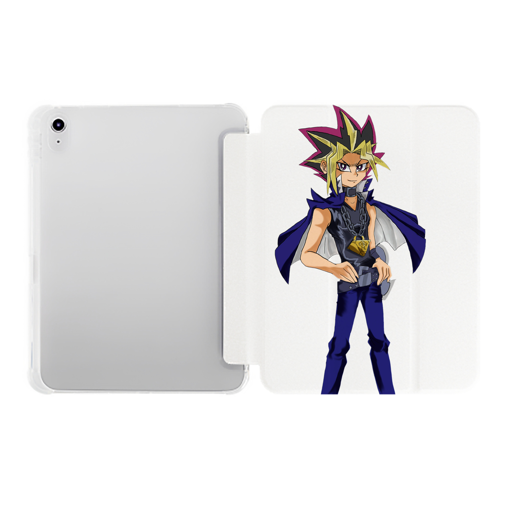 （画像用） 遊☆戯☆王 Yu-Gi-Oh! IPad ケース ペン収納付き 三つ折りスタンド PUレザー×シリコン 対応機種9.5/10.5/10.9インチ